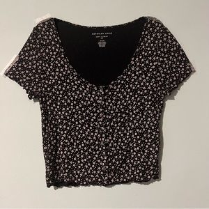 American Eagle Scoop Neck Floral Soft Top